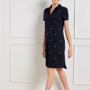 UPF 50+ PIQUÉ POLO DRESS - EMBROIDERED FLAMINGO Talbots Size S